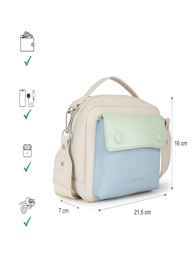 Fastrack Pastel Satchel Bag for Women | Faux Leather Handbag with Flap Closure, Inner Organizer Pockets and Detachable Strap | Compact Everyday Satchel for Errands, Outings and City Wear - Image 4